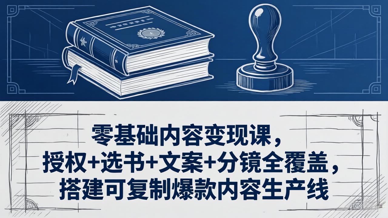 零基础内容变现课,授权+选书+文案+分镜全覆盖,搭建可复制爆款内容生产线 零基础内容变现课,授权+选书+文案+分镜全覆盖,搭建可复制爆款内容生产线