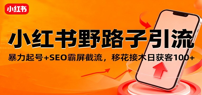 小红书野路子引流，暴力起号+SEO霸屏截流，移花接木日获客100+