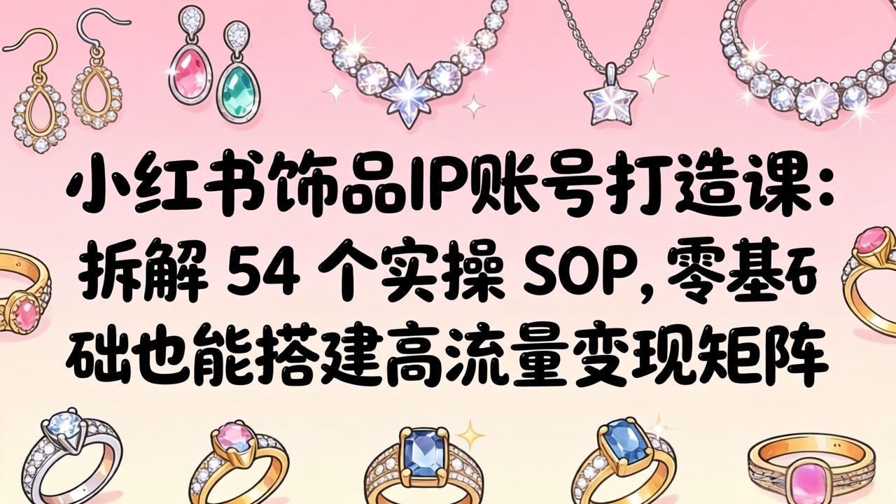 小红书饰品IP账号打造课:拆解 54 个实操 SOP,零基础也能搭建高流量变现矩阵 小红书饰品IP账号打造课:拆解 54 个实操 SOP,零基础也能搭建高流量变现矩阵