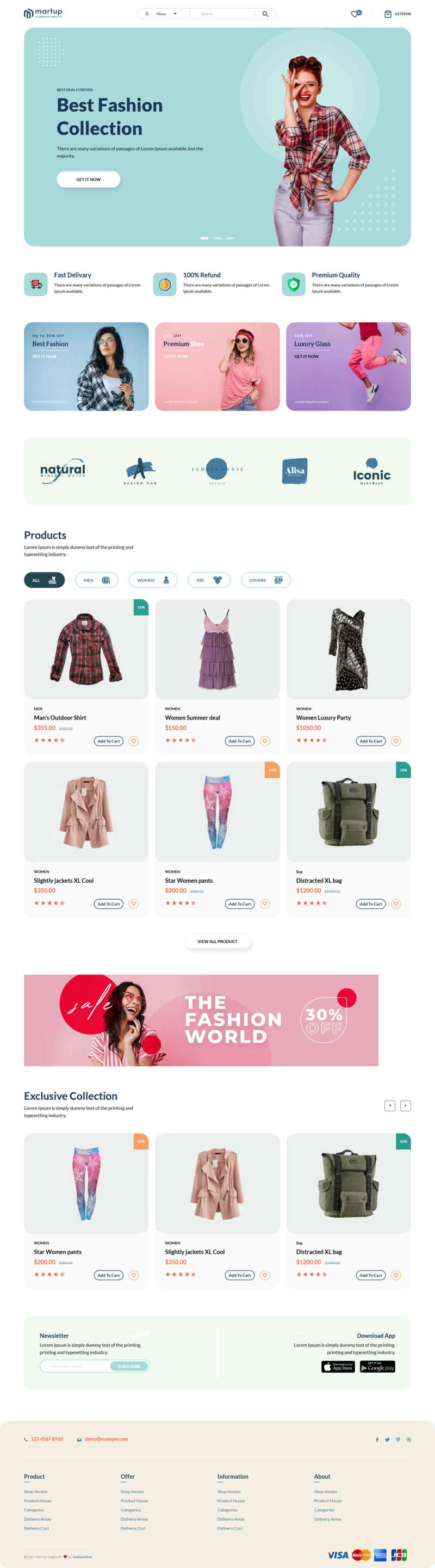 简洁好看服装外套商店html网站模板