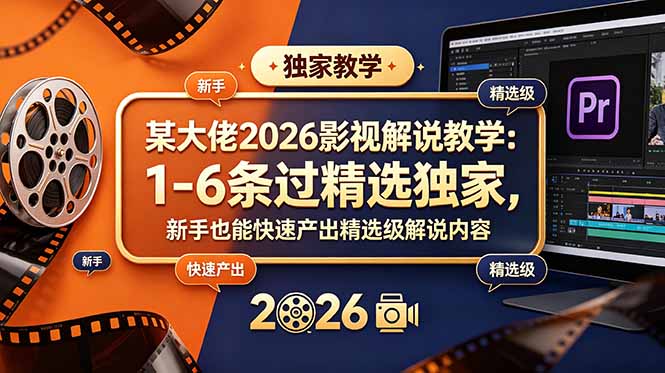 某大佬2026影视解说教学：1-6条过精选独家，新手也能快速产出精选级解说内容