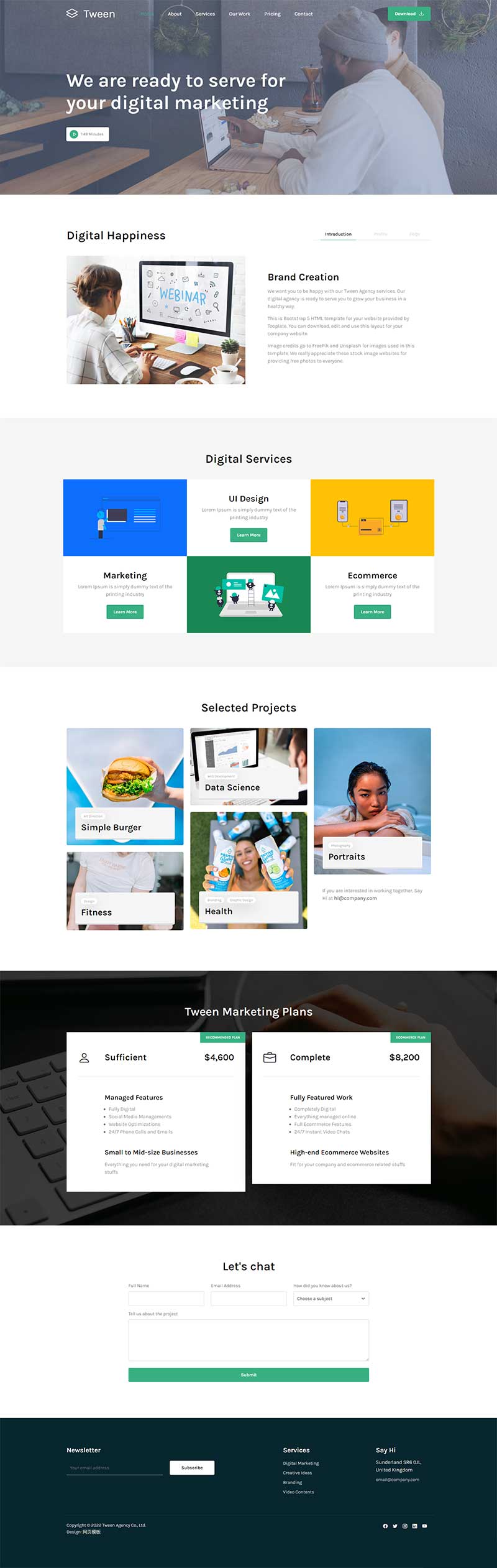 数字营销服务公司html5单页网页模板