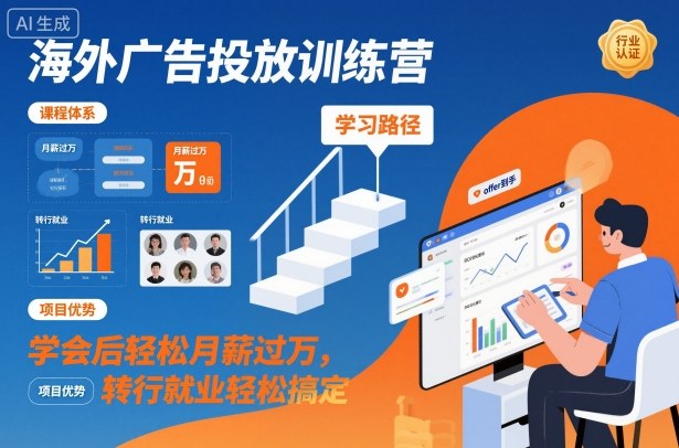 海外广告投放训练营,学会后轻松月薪过万,转行就业轻松搞定 海外广告投放训练营,学会后轻松月薪过万,转行就业轻松搞定